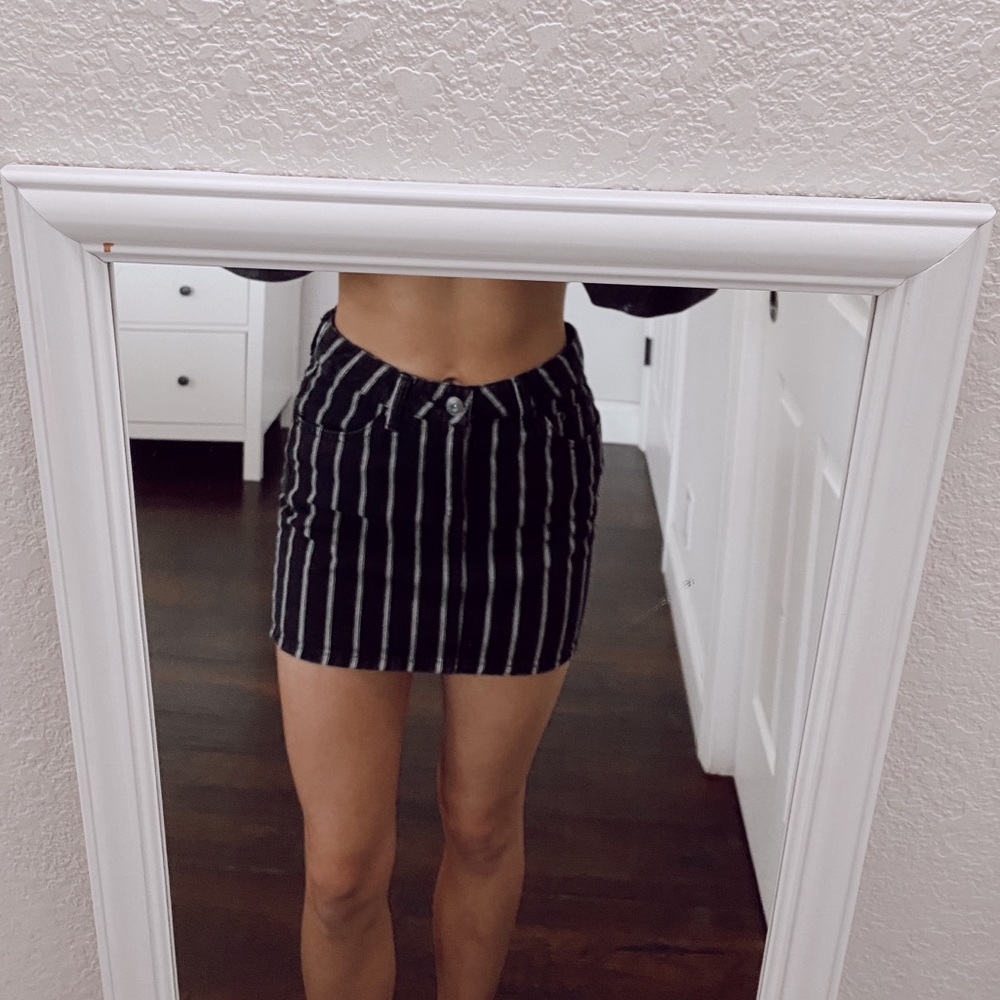 DENIM STRIPED SKIRT